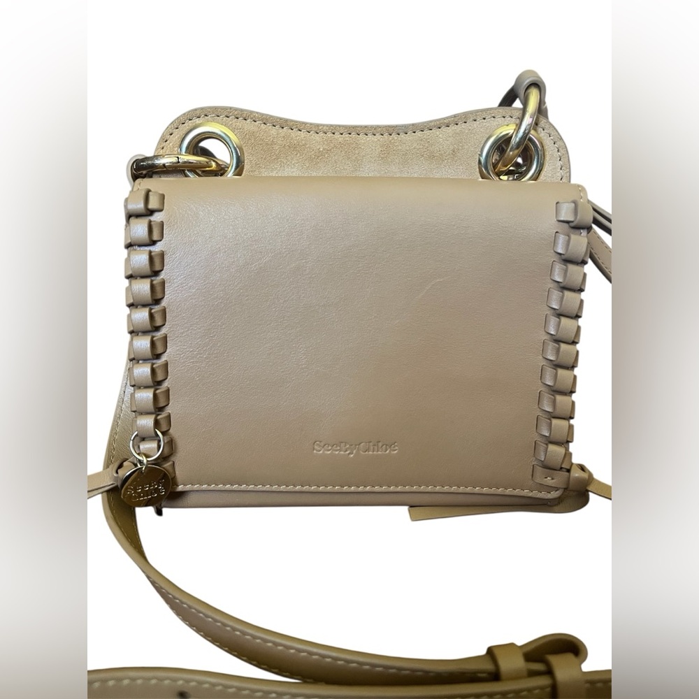 See by Chloé Tilda Mini – Beige Leather + Chain Handle